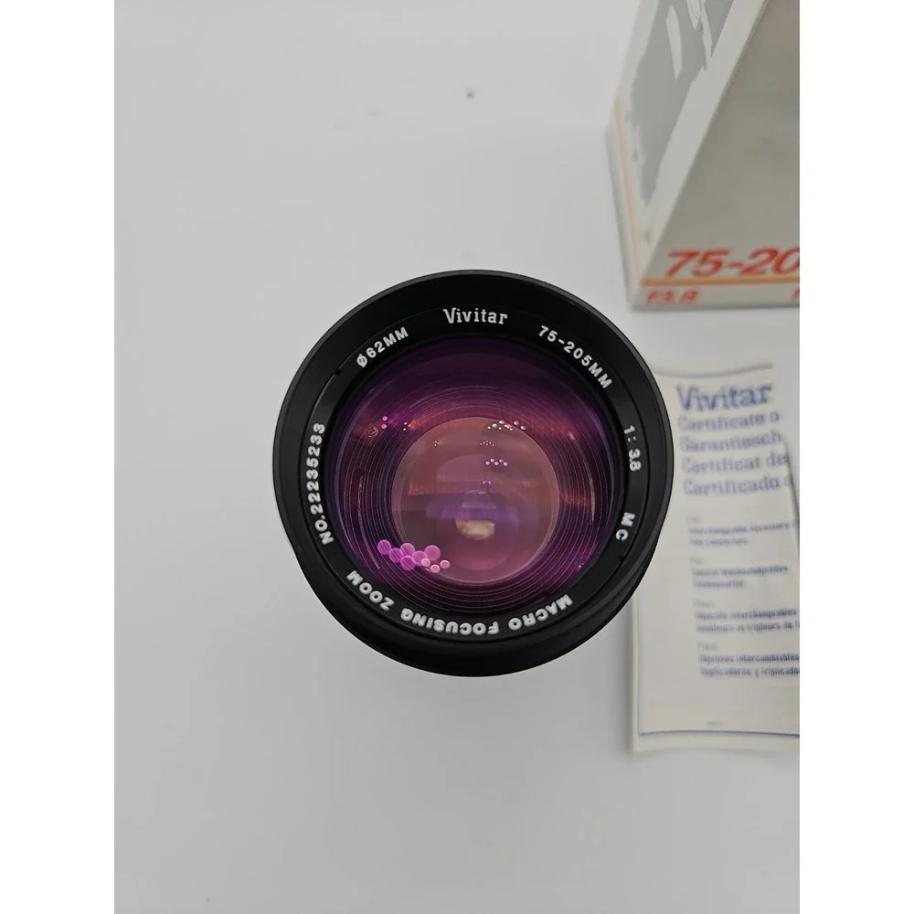 Vivitar 75-205mm f/3.8 Canon FD Mount Close Focus Manual Zoom Lens 58mm Filter
